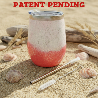 Handmade Seashell Flower Glitter Tumbler | 12oz Stainless Steel Beach Boho Souls