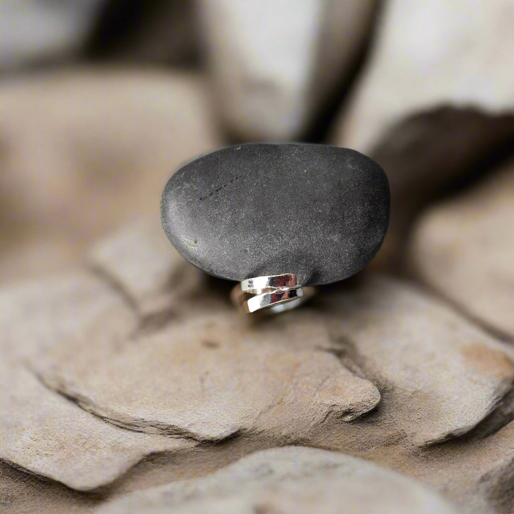 Handmade Minimalist .925 Sterling Silver Hammered Ring | Adjustable Open-End Design