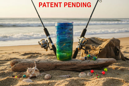 Fishing tumbler on the beach