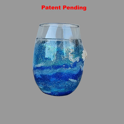 Deepwater Drift Stemless Wine Glass - Ocean Resin Seashell Art (18oz+)