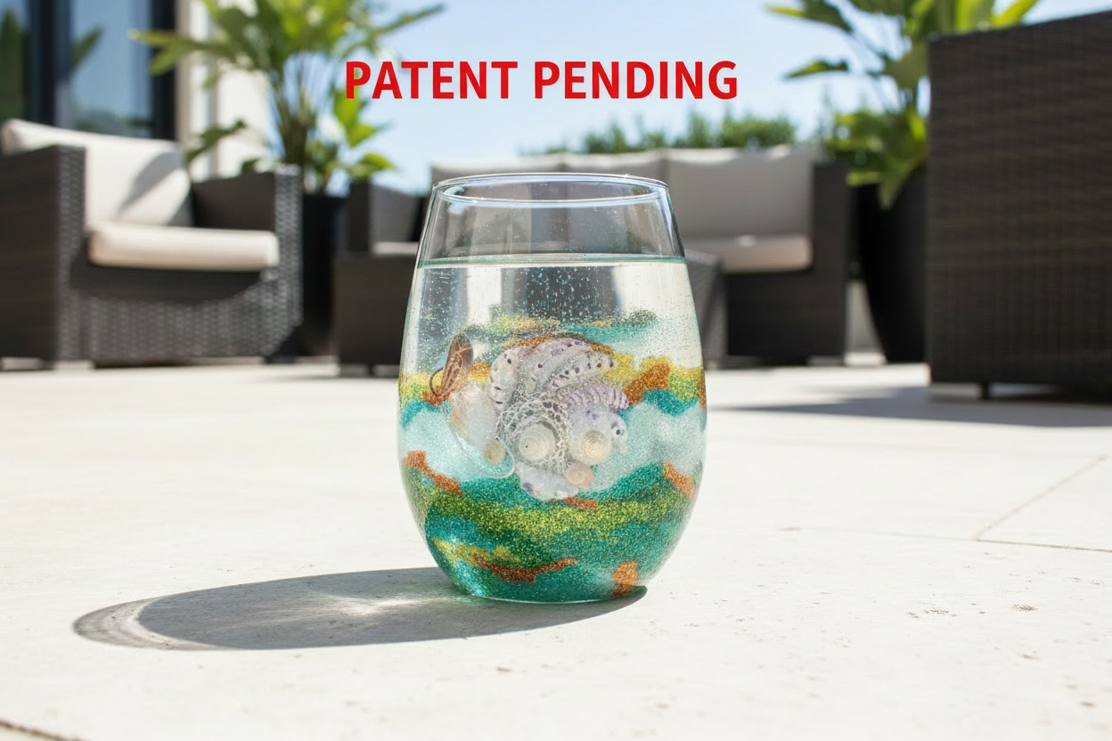 Evergreen Coast Stemless Wine Glass – Smoke-Tinted Fishing Hook Resin Art (18oz+) - SoFlo Boho Boutique