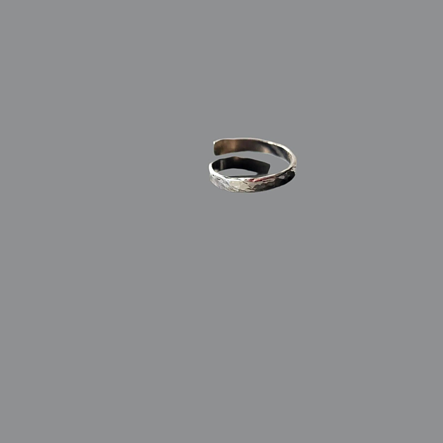 Handmade Minimalist .925 Sterling Silver Hammered Ring | Adjustable Open-End Design