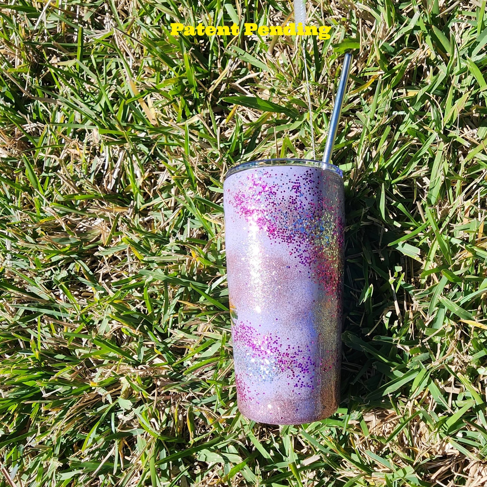 lavender coastal cowgirl tumbler with seashells and feathers