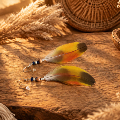 Coastal Feather Earrings, Real Feather Boho Dangles