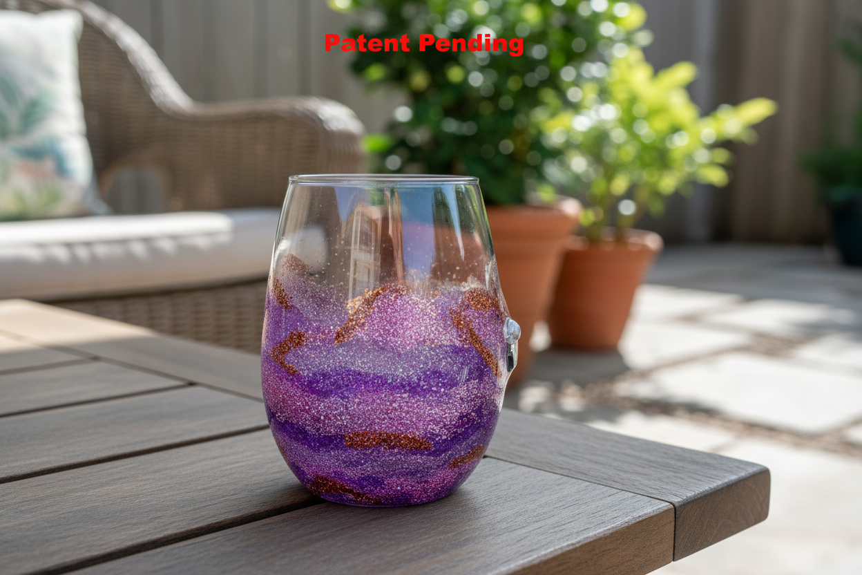 Sunset Siren Stemless Smoke Tinted Wine Glass – Bronze Shimmer Seashell Resin Art (18oz+)