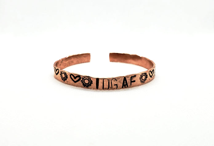 Bracelet Cuff  Copper Hammered And Stamped - South Florida Boho Boutique