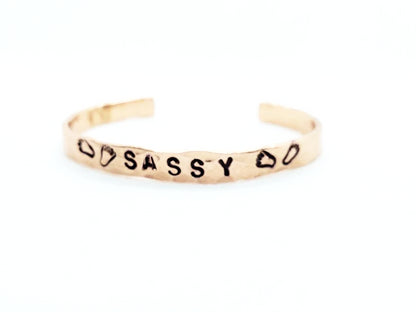 Copper Bracelet Cuff Hammered And Stamped Words and Symbols - South Florida Boho Boutique