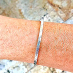 Sterling Silver Cuff Bracelet Hammered Texture Rectangular