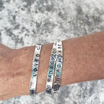 Sterling Silver Stamped Bracelet Cuff Hammered Design - South Florida Boho Boutique
