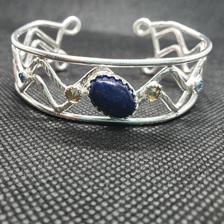 Lapis lazuli dainty blue silver bracelet - NicteShop