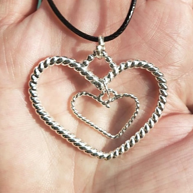 Sterling Silver Dangling Heart Pendant With Wire - Interchangeable Chain - South Florida Boho Boutique