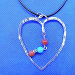 Sterling Silver Hammered Heart Pendants With Gemstones - Interchangeable Chain - South Florida Boho Boutique