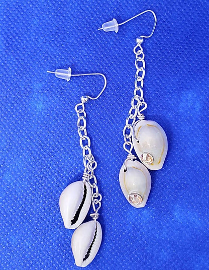 Cowrie Shell Ear Rings With Swarovski Crystals - South Florida Boho Boutique