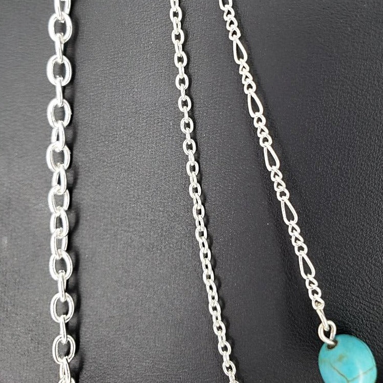Three Layer Necklace With Turquoise Howlite Beads - South Florida Boho Boutique