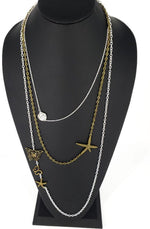 Three Layer Silver-Vintage Necklace With Charms - South Florida Boho Boutique