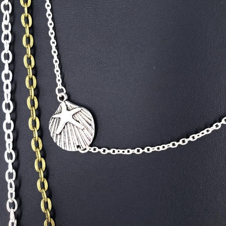 Three Layer Silver-Vintage Necklace With Charms - South Florida Boho Boutique