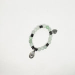 Handmade Beaded Stretchband - Green Aventurine - Hematite With Love Much-Laugh Often Charm - South Florida Boho Boutique