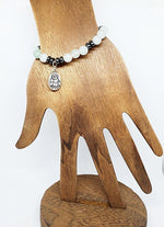 Handmade Beaded Stretchband - Green Aventurine - Hematite With Love Much-Laugh Often Charm - South Florida Boho Boutique