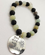 Lava Stone Diffuser Stretchband With Amazonite And Sunshine Charm - Handmade - South Florida Boho Boutique