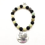 Lava Stone Diffuser Stretchband With Amazonite And Sunshine Charm - Handmade - South Florida Boho Boutique