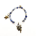 Blue Aventurine Stretchband With Angel Aura Quartz And Fairy-Starfish Charm - South Florida Boho Boutique