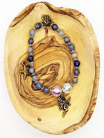 Blue Aventurine Stretchband With Angel Aura Quartz And Fairy-Starfish Charm - South Florida Boho Boutique