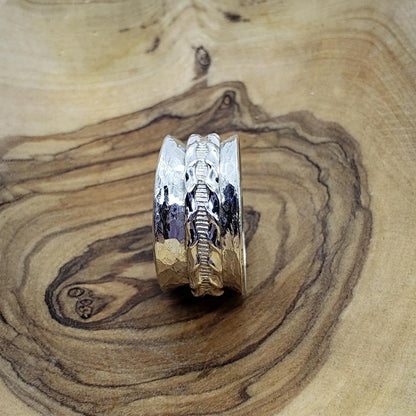 Sterling Silver Spinner Ring With Braid Pattern Outer Ring - South Florida Boho Boutique