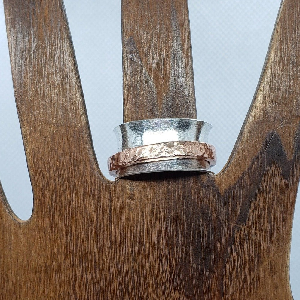 Sterling Silver Spinner Ring with Copper Spinner - South Florida Boho Boutique