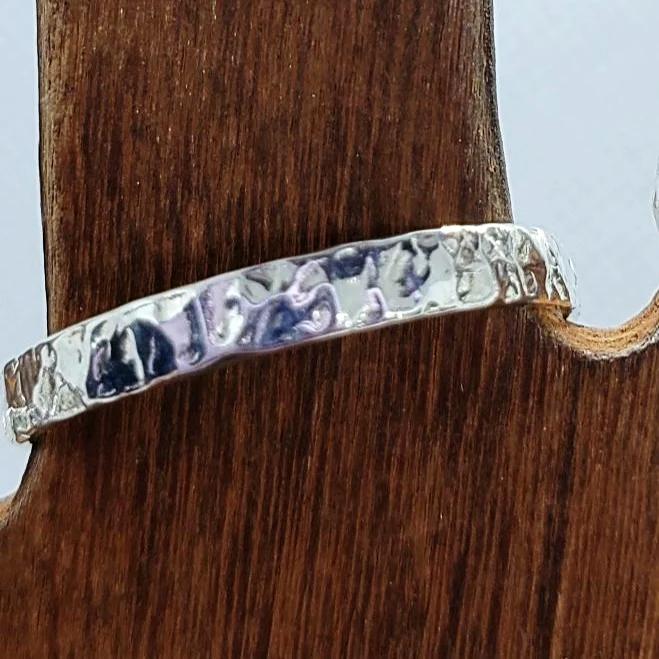 Sterling Silver Ring with Hammered Texture Design - Stackables - South Florida Boho Boutique