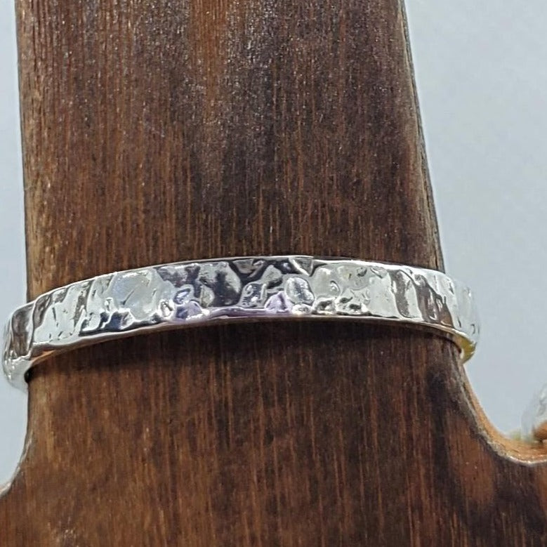 Sterling Silver Ring with Hammered Texture Design - Stackables - South Florida Boho Boutique