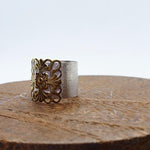 Sterling Silver Ring With Brass Flower Deco - South Florida Boho Boutique