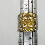 Sterling Silver Ring With Brass Flower Deco - South Florida Boho Boutique