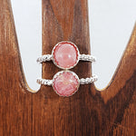 Sterling Silver Twisted Band With Rhodochrosite Cabochon