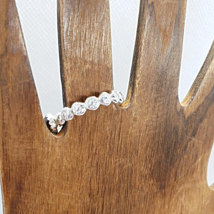 Sterling Silver Daisy Band with Tigers Eye Cabochon - South Florida Boho Boutique
