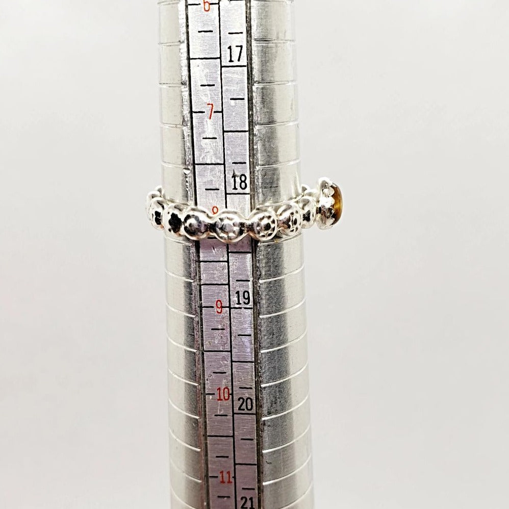 Sterling Silver Daisy Band with Tigers Eye Cabochon - South Florida Boho Boutique