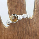 Sterling Silver Daisy Band with Tigers Eye Cabochon