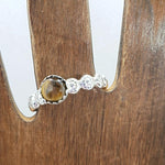 Sterling Silver Daisy Band with Tigers Eye Cabochon - South Florida Boho Boutique