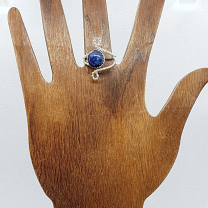 Sterling Silver Adjustable Ring With Lapis Lazuli Cabochon - South Florida Boho Boutique