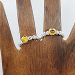 Sterling Silver Daisy Band With Citrine Cabochon Adjustable - South Florida Boho Boutique