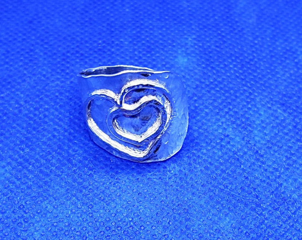 Sterling Silver Bold Statement Heart Ring -  Adjustable - South Florida Boho Boutique