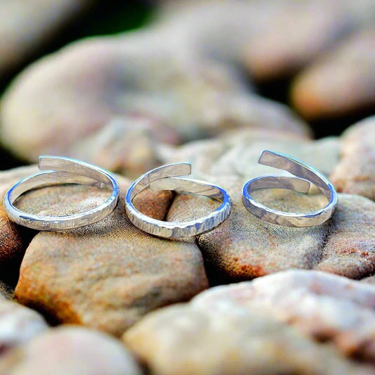 Sterling Silver Minimalist  Ring Adjustable - Bypass Ring - South Florida Boho Boutique