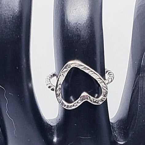Sterling Silver Hammered Single Heart Ring - Delicate - South Florida Boho Boutique