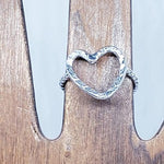 Sterling Silver Hammered Single Heart Ring - Delicate