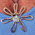 Sun-Flower Pendant With Starfish Charm - Copper