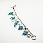 Silver Bracelet With Turquoise Turtle -Blue Beads - Nautical Charms - Beach Boho - Nautical Style - South Florida Boho Boutique