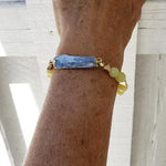 Raw Blue Kyanite With Yellow Peridot Beads Stretchband