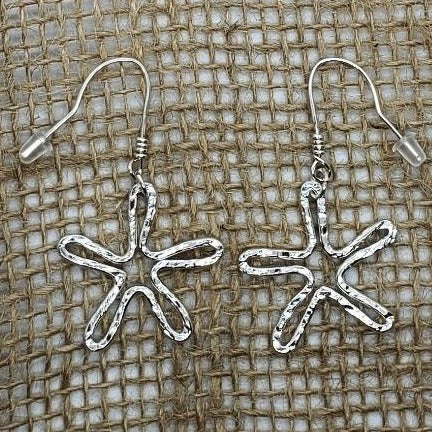 Star Earrings Hammered Style - Sterling Silver - South Florida Boho Boutique