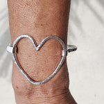 Sterling Silver Bracelet With Heart Clasp - South Florida Boho Boutique