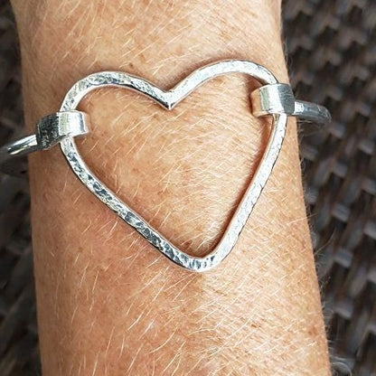 Sterling Silver Bracelet with Heart Clasp - South Florida Boho Boutique