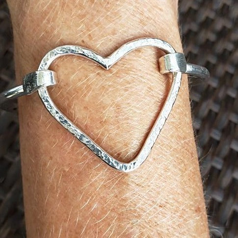 Sterling Silver Bracelet with Heart Clasp - South Florida Boho Boutique